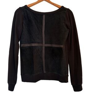 Bailey 44 Black Long Sleeve Top suede front panel size S